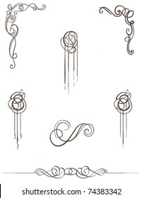 Vector Scroll Collection: Hand-drawn vintage style ornaments / scrolls