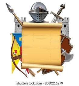 Desplazamiento de vectores con Knight Armor aislado en fondo blanco