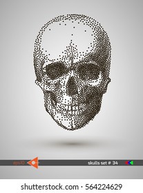 Vector scull. Dot, point. On a white background. Graphical illustration of pointillism. Music party. Hand drawing.