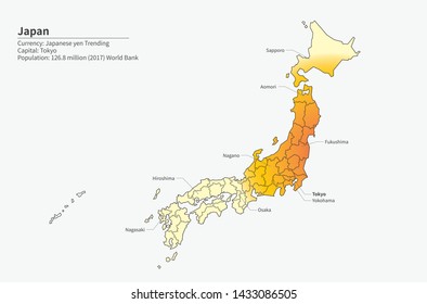 vector sculpture map of japan 