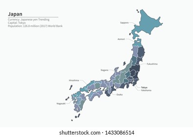 vector sculpture map of japan 