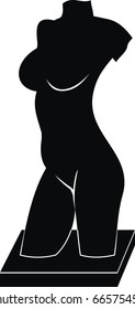 Vector Sculpture - Torso of Venus (Aphrodite) - goddess of love - isolated illustration on white background. Silhouette.