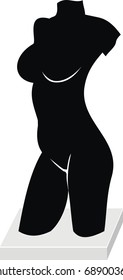 Vector Sculpture -Torso of  Venus (Aphrodite) - goddess of sex and love - isolated illustration  on white background. Silhouette.