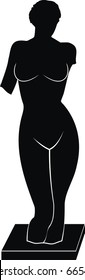 Vector Sculpture - Venus (Aphrodite) - goddess of sex and love - isolated illustration on white background. Black silhouette.