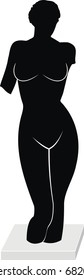 Vector Sculpture - Venus (Aphrodite) - goddess of love - isolated illustration  on white background. Silhouette.