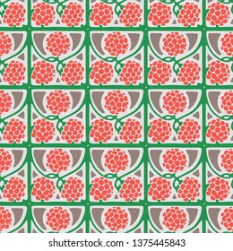 Vector Scute seamless Pattern with colored Leaves and berries