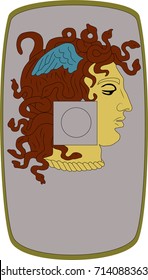 Vector scutum (shield) of ancient Roman I Legion Minerva (Legio I Minervia)