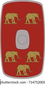 Vector scutum (shield) of ancient Roman V Legion Larks (Legio V Alaudae)