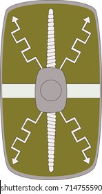 Vector scutum (shield) of ancient Roman XII of the Lightning Legion (Legio XII Fulminata)