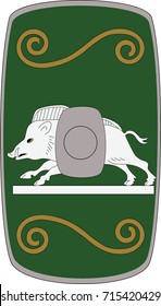 Vector scutum (shield) of ancient Roman XIX Gallic Legion (Legio XIX Gallica)