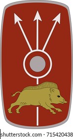 Vector scutum (shield) of ancient Roman Valeriy XX Victorious Legion (Legio XX Valeria Victrix)