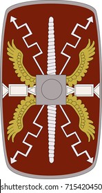 Vector scutum (shield) of ancient Roman XIV Mars victorious twin Legion (Legio XIV Gemina)