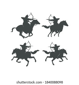 Vector scythian logo design of archer holding bow on a running horse