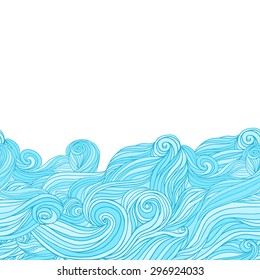 Vector sea background with abstract hand-drawn waves