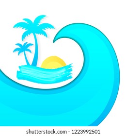 Vector sea background with abstract splashing waves summer