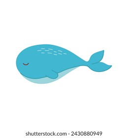Vector de ballena azul marino. Ilustración dibujada a mano para el diseño del viaje.