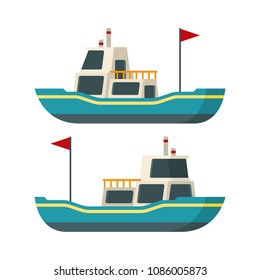 Vector sea boat in flat style