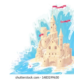 vector Sea border background. Cartoon summer clip art