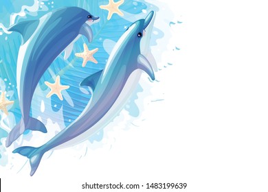 vector Sea border background. Cartoon summer clip art