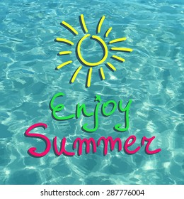 Vector sea bright realistic water. Enjoy summer. Vector illustration can be used for web design, surface textures, summer posters, trip and vacations cards design.