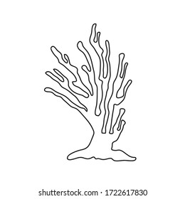  Vector sea coral isolated on white background. Outline vector illustration in doodle style.