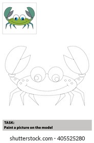 Vector Sea Crab Cartoon. Coloring book for children