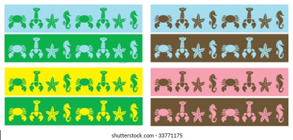 Vector - Sea creature patterns. Use the patterns as they are or repeat them to create boarders, gift wrap, etc.