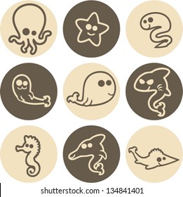 vector sea creatures design - Separate layers for easy editing