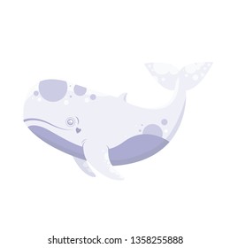 Vector sea cute whale. 