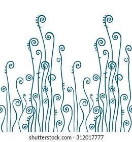 Vector sea design, Seaweed pattern, Vector  seamless background.