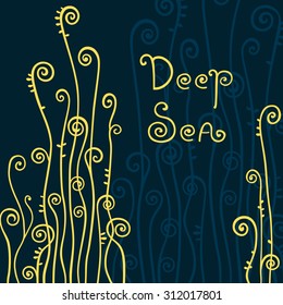 Vector sea design, Seaweed pattern, Vector background.