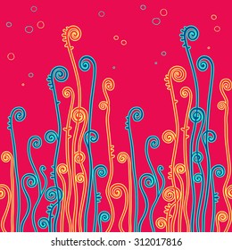 Vector sea design, Seaweed pattern, Vector  seamless background.