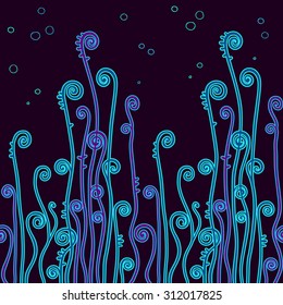 Vector sea design, Seaweed pattern, Vector  seamless background.