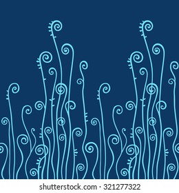 Vector sea design. Seaweed pattern. Vector seamless background.