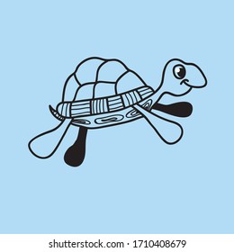 vector sea ​​turtle doodle line icon