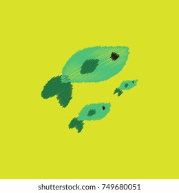 Vector sea fish in Hatching style