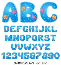 Vector Sea Font With Digits