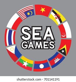 vector of SEA games and south east asia flags