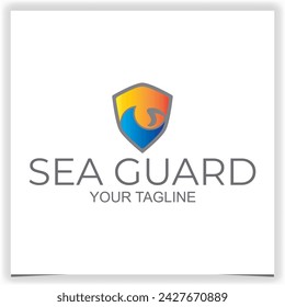 Vector sea guard wave logo design