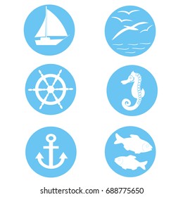 vector of sea icons set