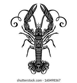 Vector Sea Langoustine. Patterned design