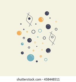 Vector sea life illustration fish and bubbles. Design element.