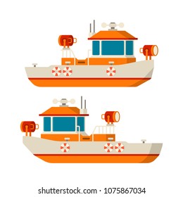 Vector sea lifeboat or guardian boat in flat style