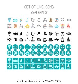 Vector sea line icons part 2
