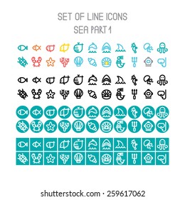 Vector sea line icons part 1