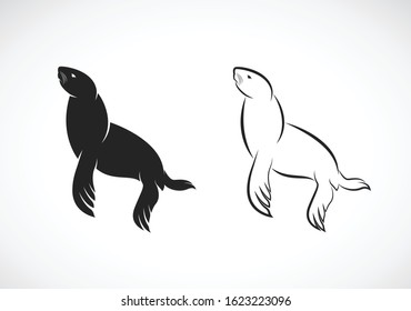 Vector of sea lion design on white background. True seal or earless seal., Wild Animals. Easy editable layered vector illustration.