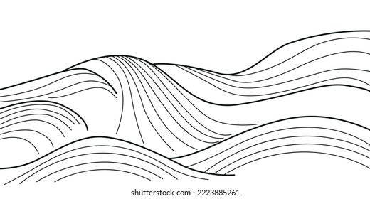 Vector sea ocean waves in Asian style.