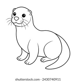 Vector of sea otter illustration coloring page for kids