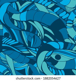 Vector sea pattern drawn by hand. Abstract waves, art painting. Abstract blue background. vector illustration