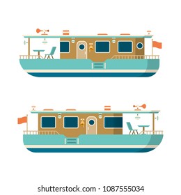 Vector sea or river pleasure yacht in flat style